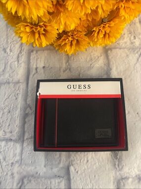 GUESS Black Leather Bi-Fold Wallet